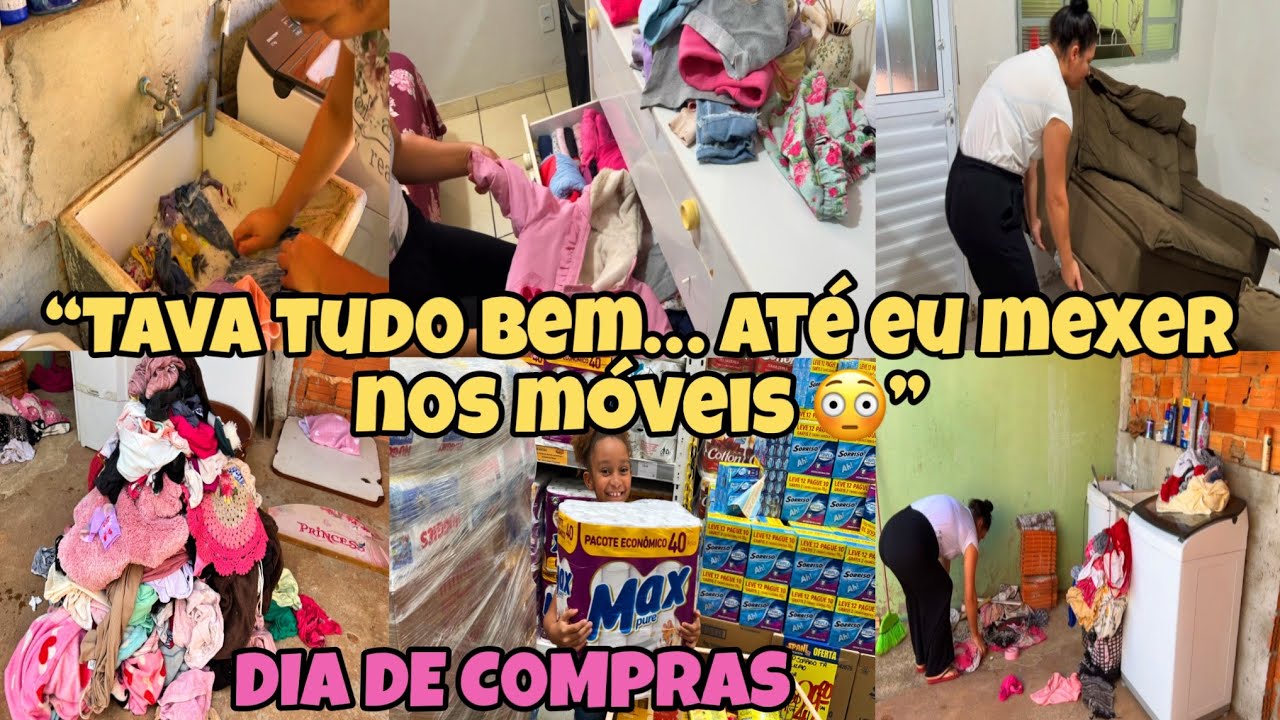 LAVEI MUITA ROUPA NA MÃO🥲 TIREI UM SACO DE LIXO DEBAIXO DOS MÓVEIS🤮COMPRAS DO MÊS PRA 5 PESSOAS