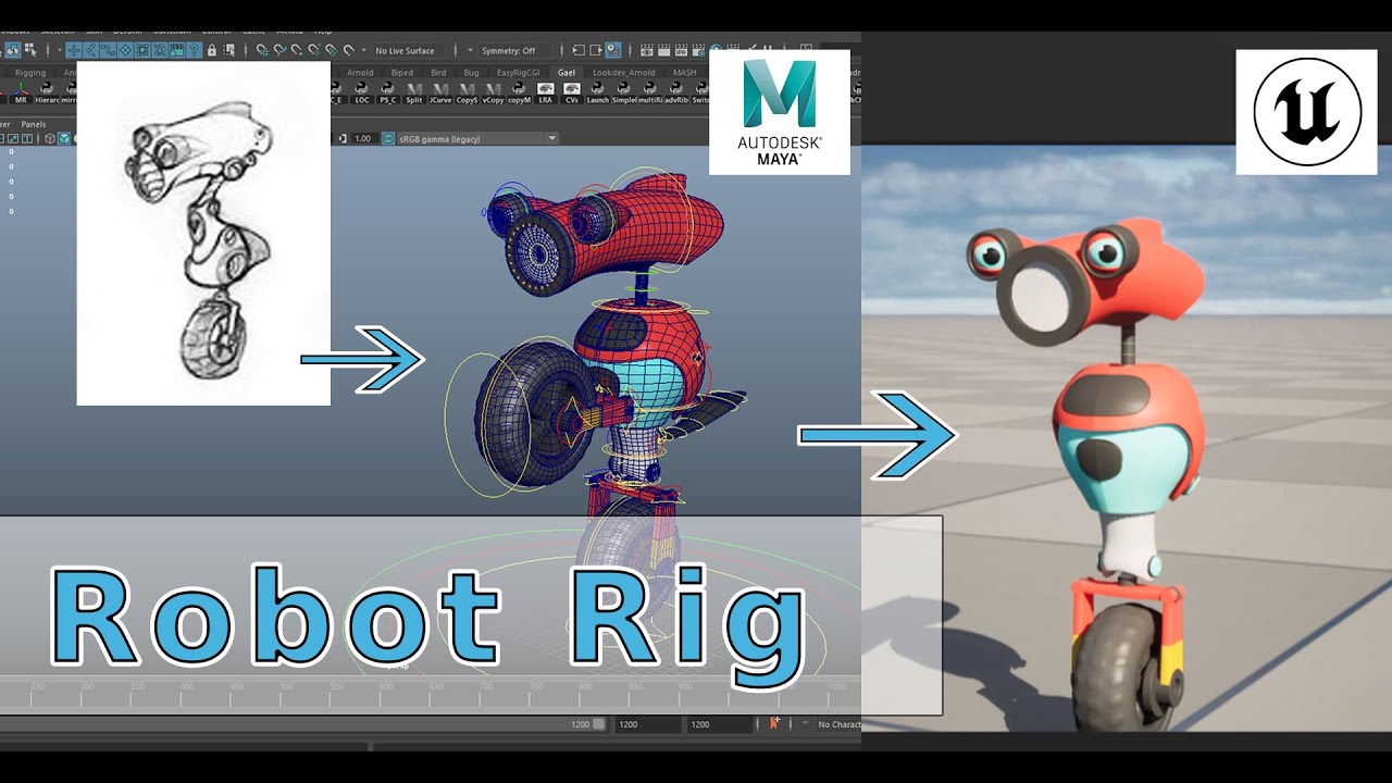 EasyRigCgi -  Robot Rig - rigging maya to Unreal