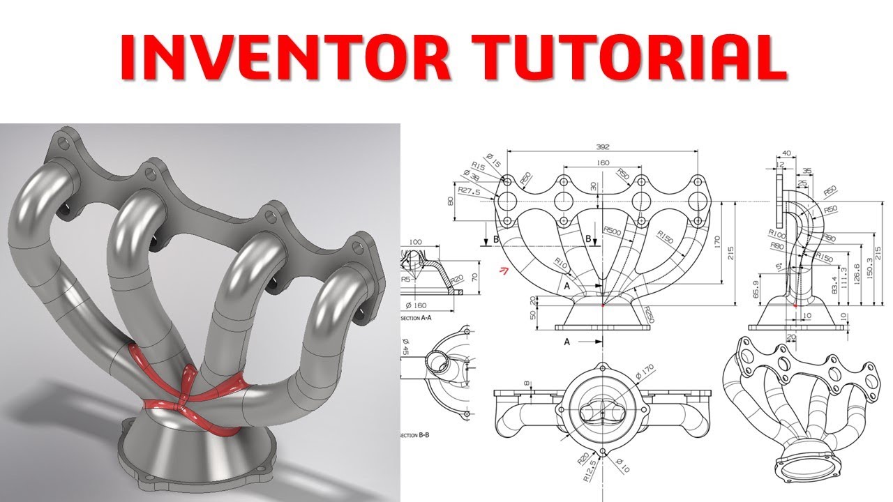 Inventor 2021 Tutorial #227 | 3D Model Exhaust Manifold Advanced
