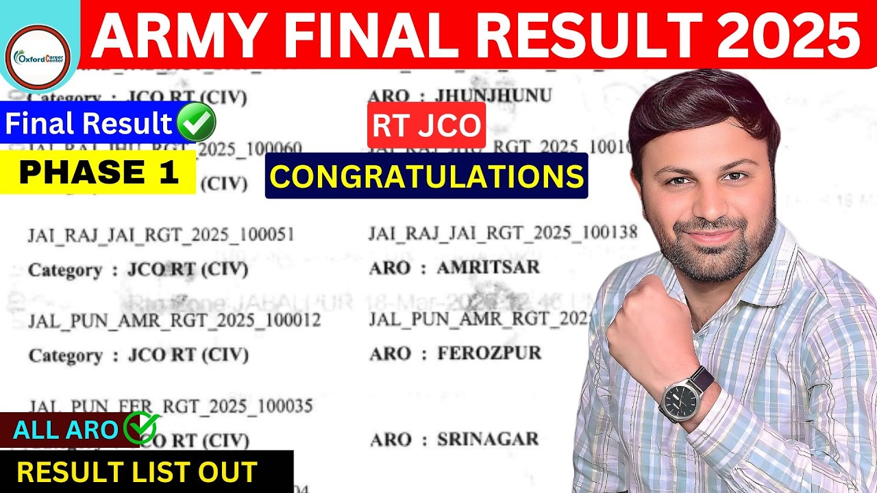 🔴ARMY RT JCO  FIEST PHASE WAITING LIST OUT | ARMY AGNIVEER ALL ARO FINAL RESULT  LIST OUT DATE ?