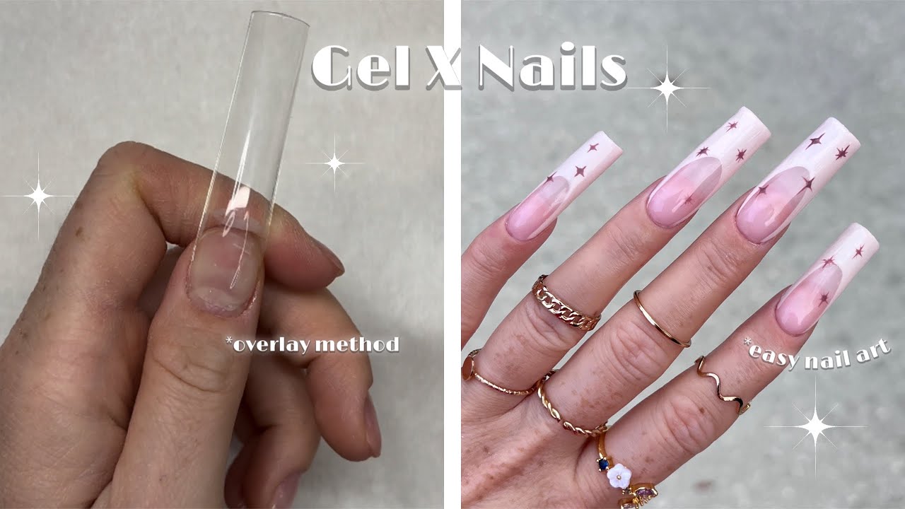 GEL X NAILS | USING OVERLAY METHOD | EASY NAIL ART 😍✨