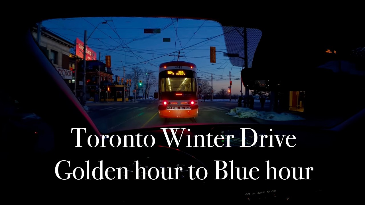 Toronto Relaxing 4K drive with car ambiance | Golden hour to blue hour