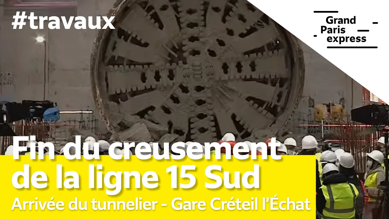 [En direct] Fin du creusement de la ligne 15 Sud : arrivée du tunnelier Marina gare Créteil l'Échat