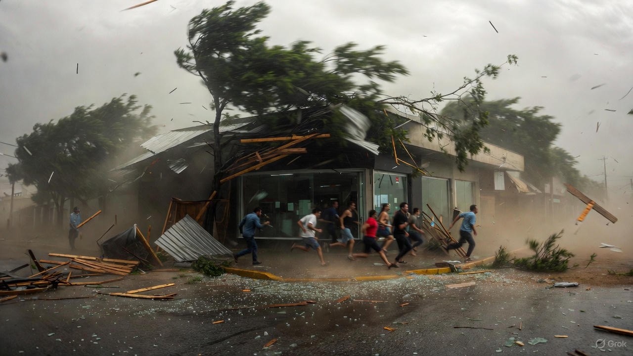 ITACARAMBI-MG em CAOS! Temporal violento arranca telhados, derruba postes e deixa cidade em P&Acirc;NICO!