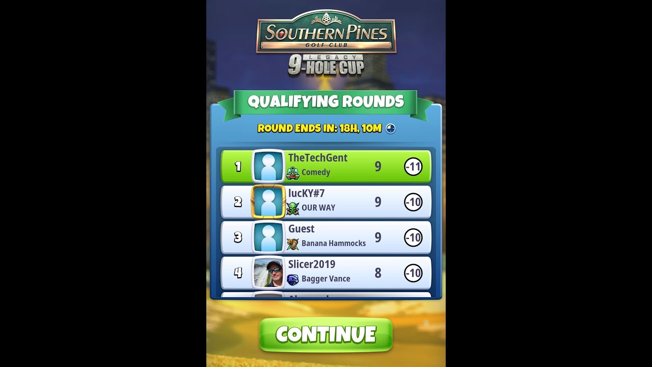 I played Golf Clash Southern Pines 9-Hole cup Q1 Master