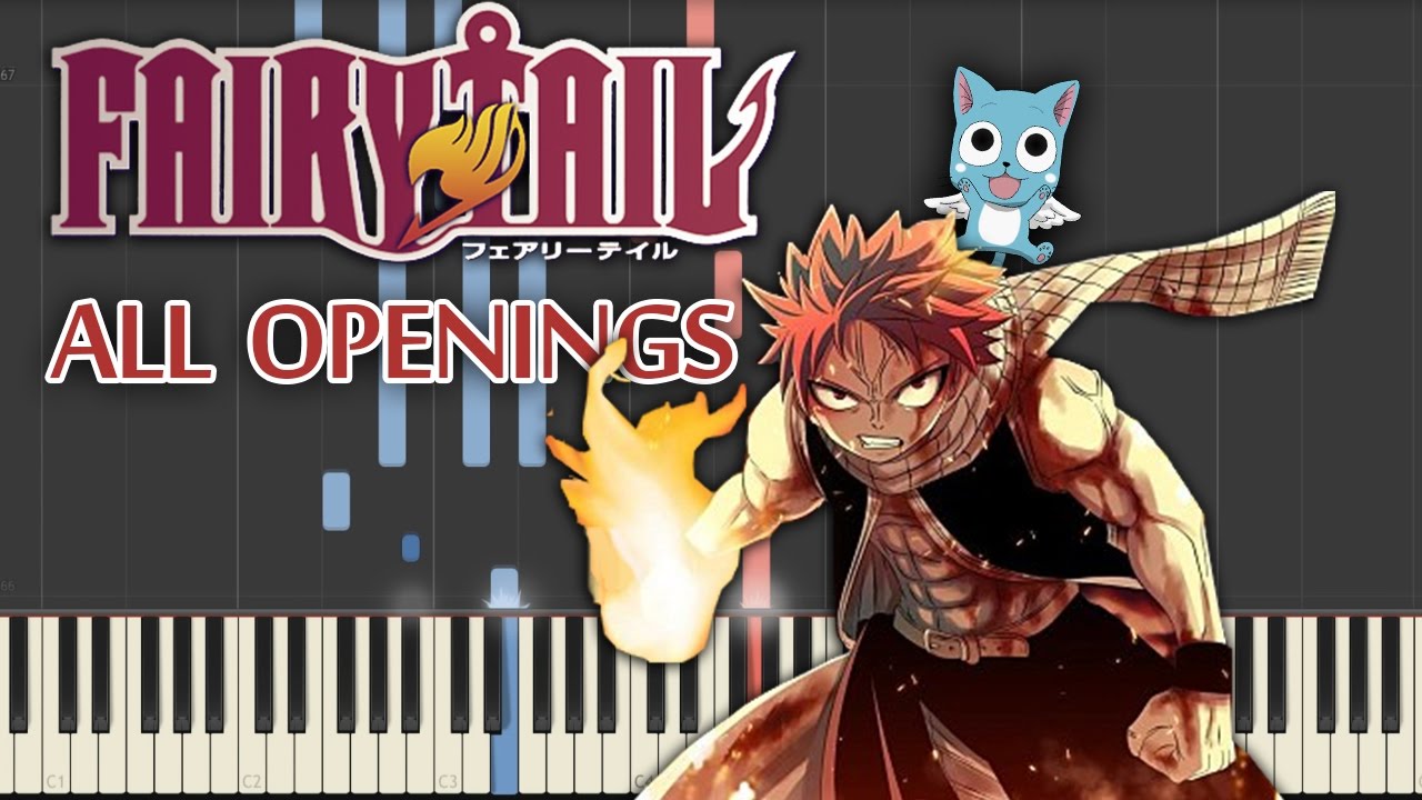 Fairy Tail - All Openings - Synthesia Piano Tutorial