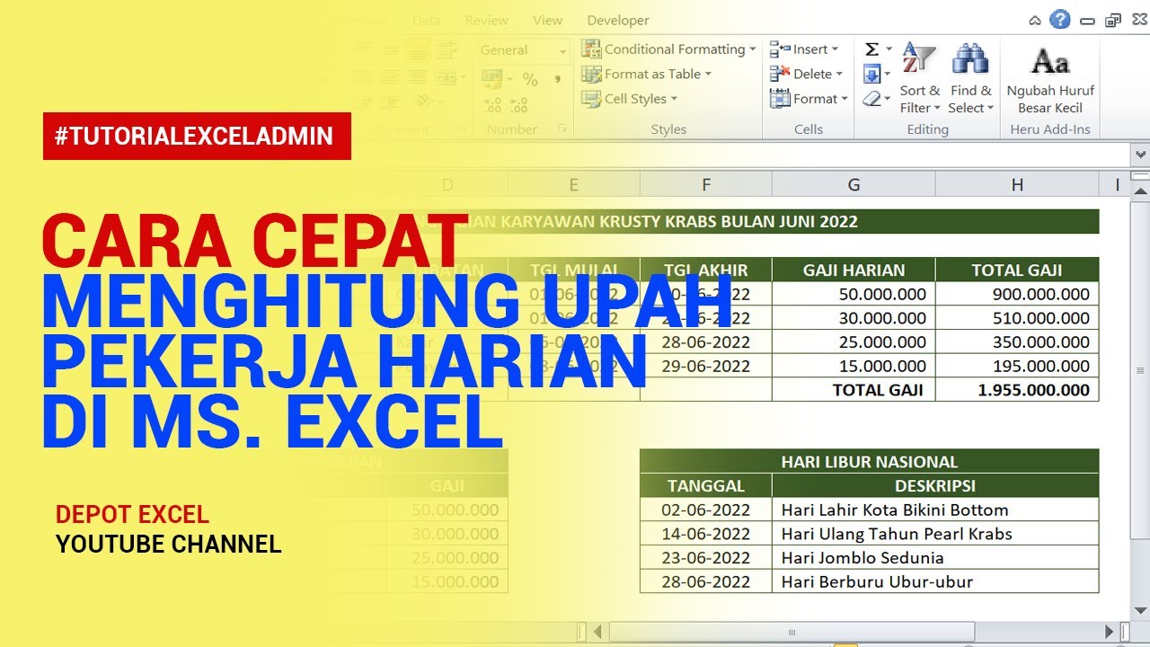 Cara Cepat Hitung Upah Harian Pekerja dengan Excel