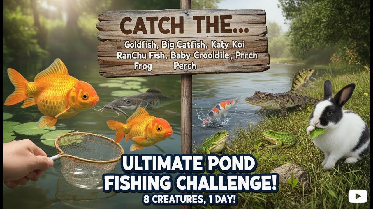Catch the Goldfish, Big Catfish, RanChu Fish, Baby Crocodile, Koi, Frog, Perch, Dutch Rabbit