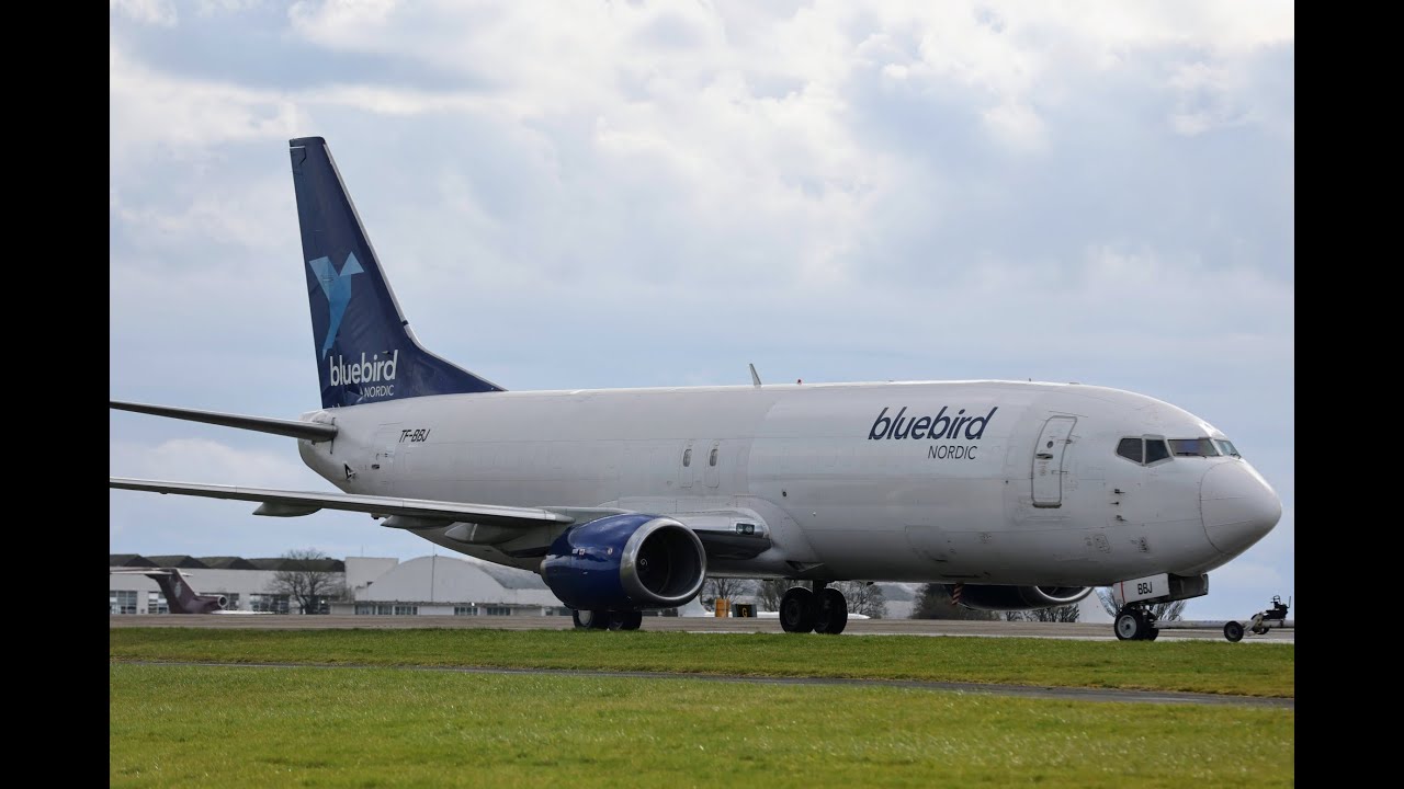 Bluebird Boeing 737 TF-BBJ Landing at Kemble Cotswold Airport March 2023