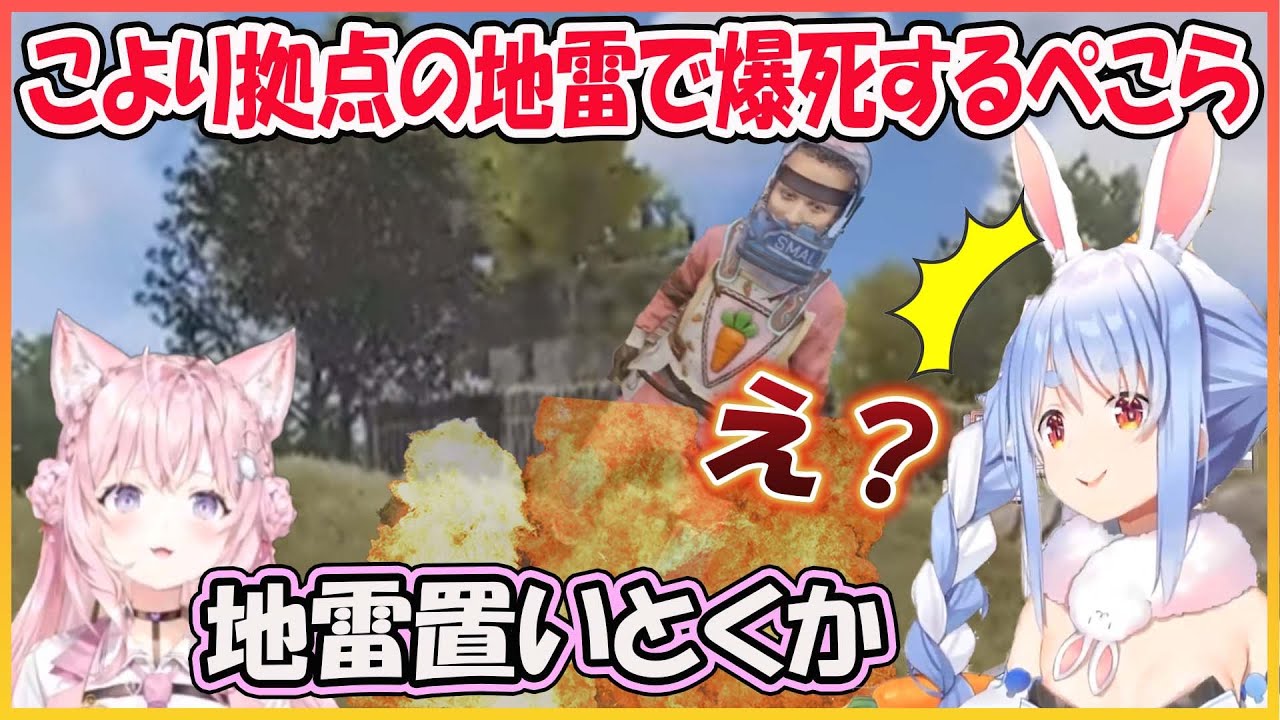 【ホロライブ切り抜き】こよりが適当に置いた地雷でピンポイントで爆死するぺこら その後ミサイルをぶっ放す【兎田ぺこら/博衣こより/尾丸ポルカ/白上フブキ/hololive】