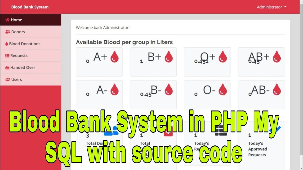 Blood Bank System in PHP My SQL with source code