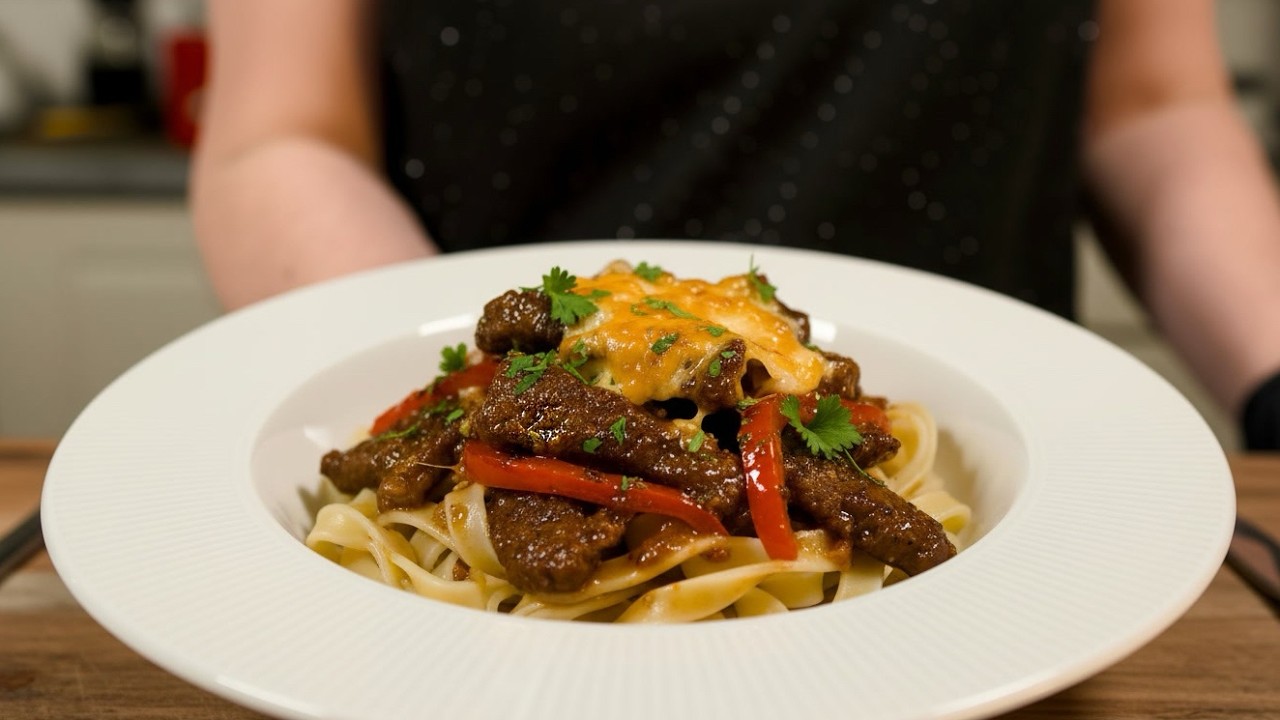Лучший рецепт пасты с тушеной говядиной и овощами. Просто и изысканно 🍝