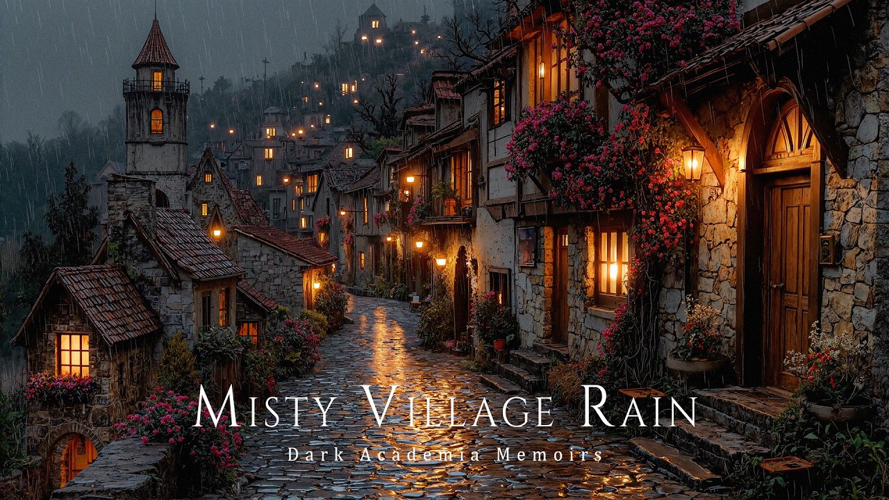 The Hazy Village was Enveloped in an Early Spring Rain Shower | Dark Academia Ambience for Focus