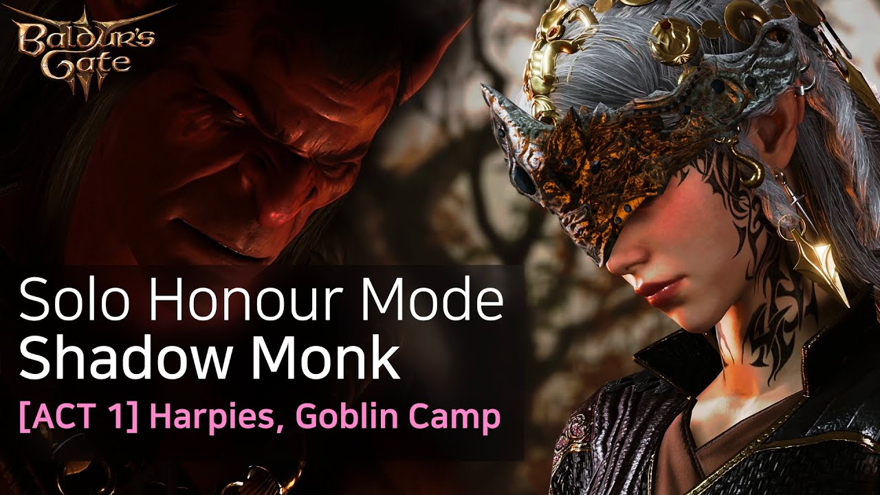 [Act 1] Baldur's Gate 3 Solo Shadow Monk Honour - Harpies, Goblin Camp and Bosses
