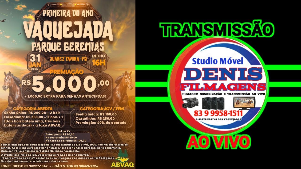 VAQUEJADA AO VIVO NO PARQUE GEREMIAS EM JUAREZ TAVORA - PB