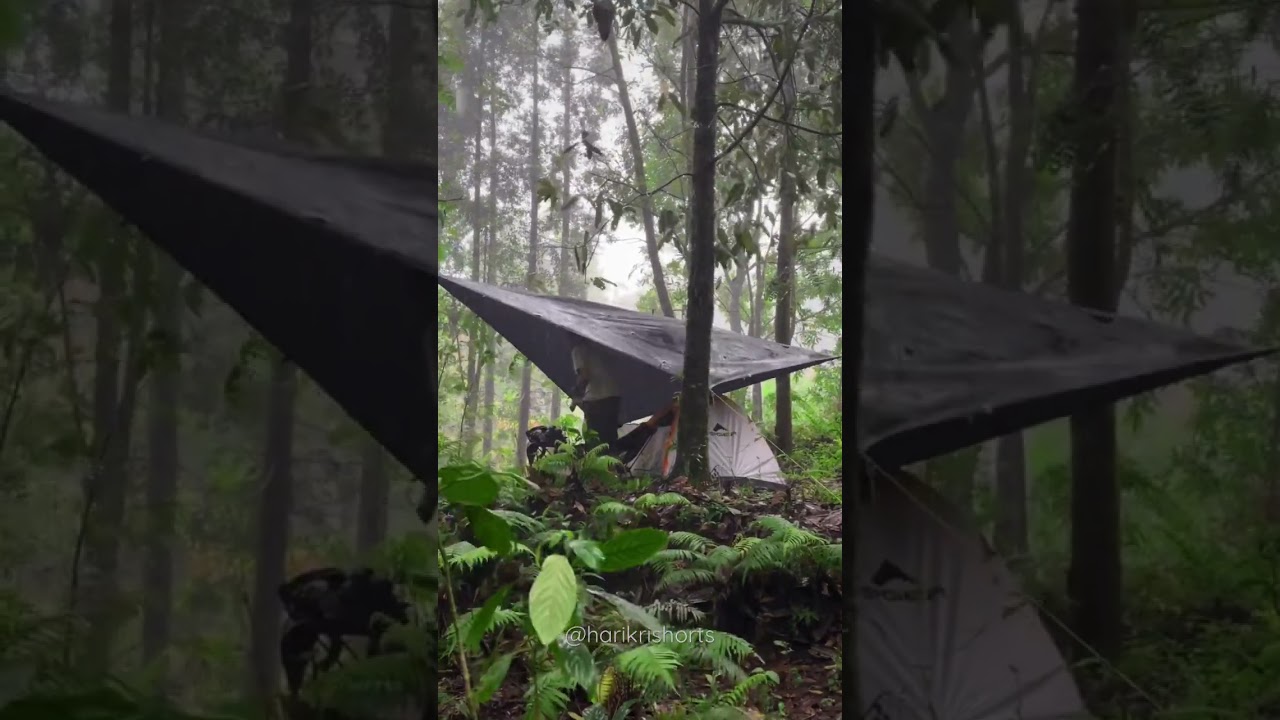CAMPING IN RAINSTORM AND STRONG WIND #shorts