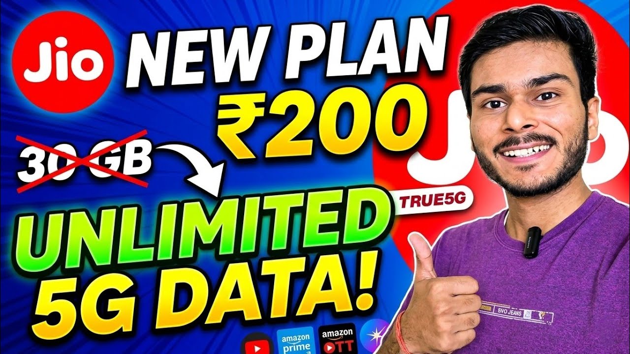 Jio ₹200 Plan 2026 | 15 OTT Apps, 1000+ TV Channels & Unlimited 5G Youtube Premium