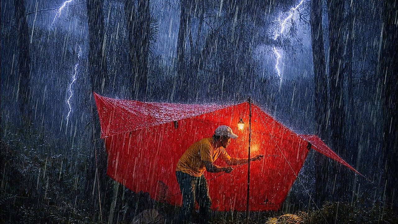 THE WORST RAIN STORM CAMPING NIGHT🌧️⛈️‼️Camping In Torrential Rain and Thunderstorms