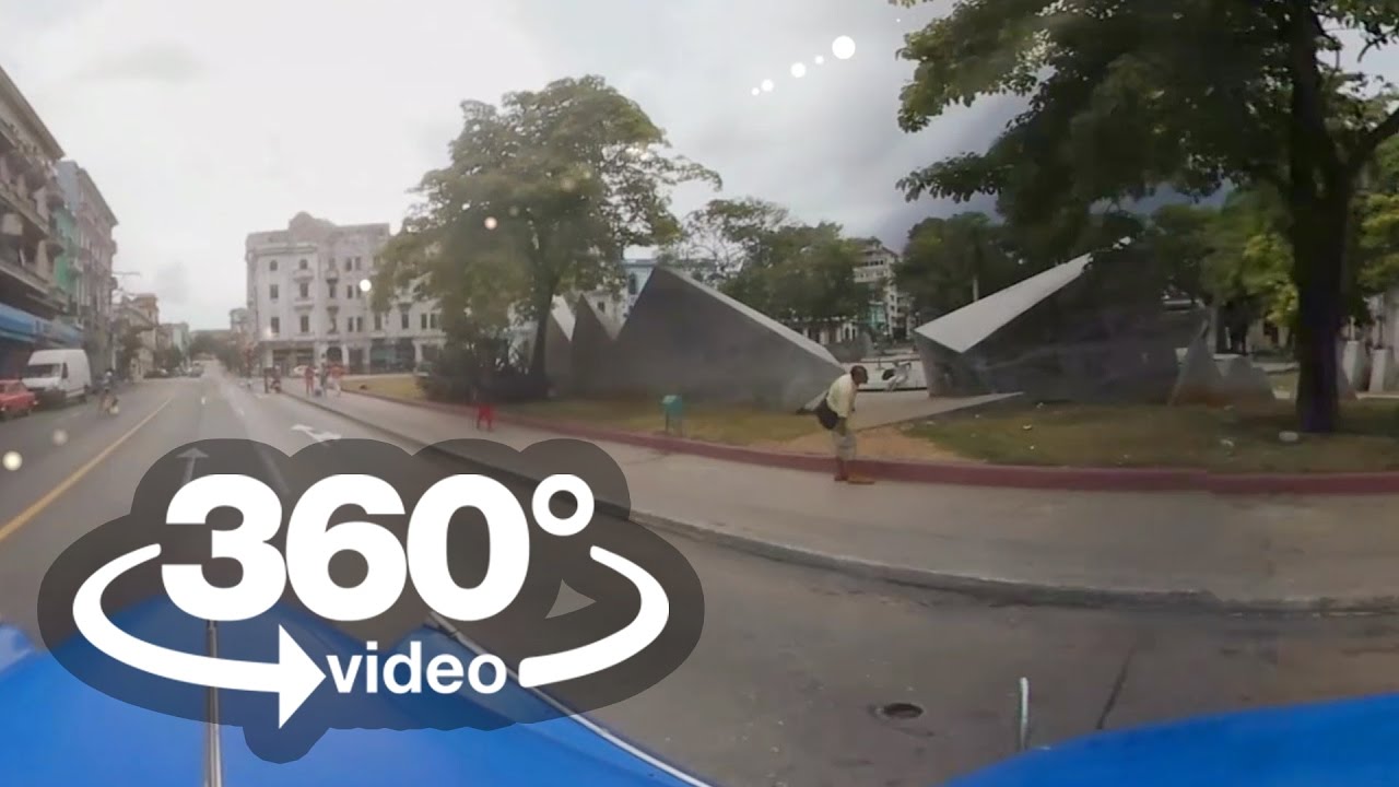 Habana Cuba: camera car Zanja, Centro Habana vuelta en almendron video 360