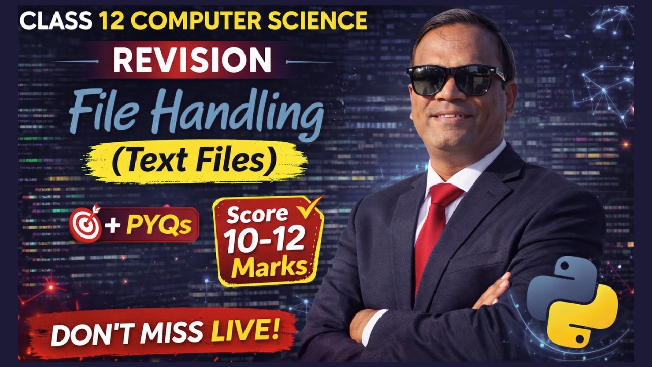 Class 12 Computer Science Revision: File Handling (Text Files) + PYQs | Don’t Miss 10-12 Marks