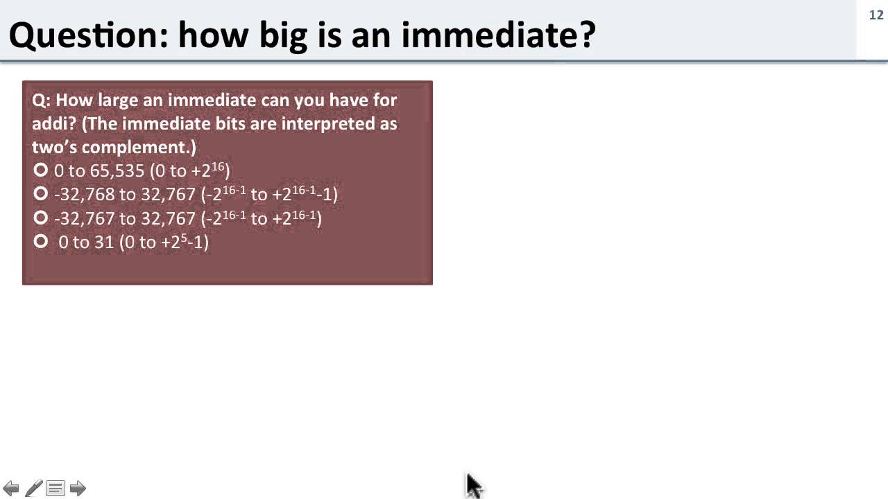 ISA 2.3 MIPS Immediate instructions