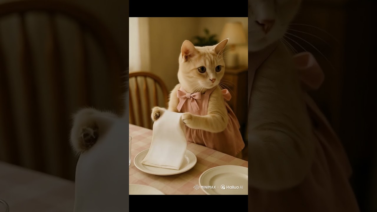 A Cute Day in the Life of a Solo-Dining Cat