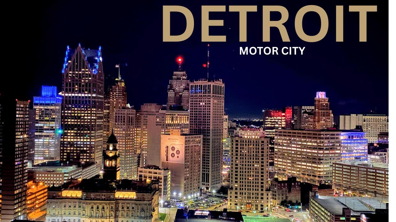 Detroit After Dark – Beautiful Nighttime Skyline in 4K Drone Footage - US Drone Mama