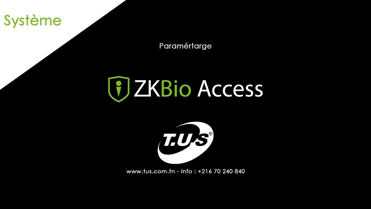 Menu Système - Paramétrage ZKBio Access IVS 3.3.0