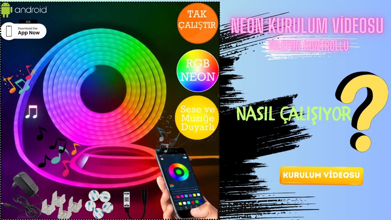 TELEFON KONTROLLÜ RGB NEON LED KURULUMU