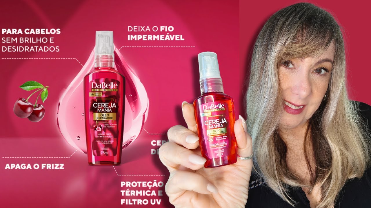 🍒DABELLE CEREJA MANIA ÓLEO FINALIZADOR com proteção termica e solar LOW POO
