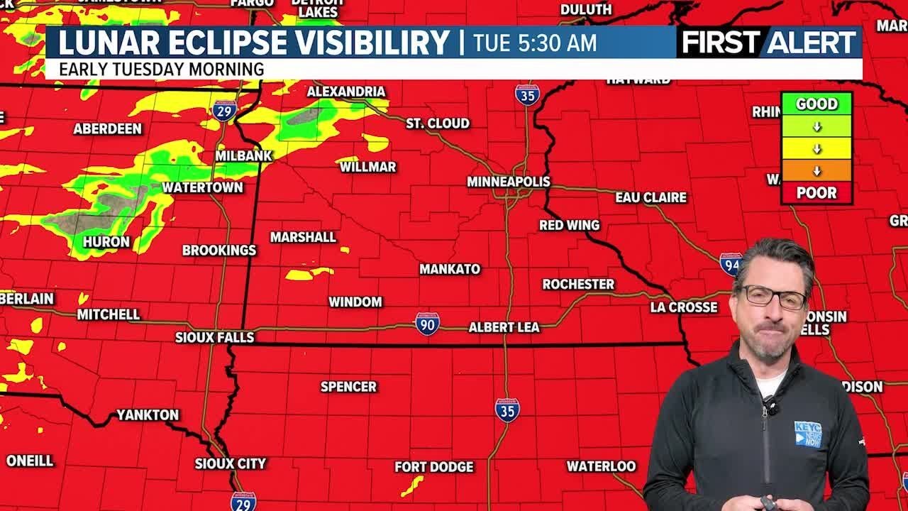 Cloudy for tonight's lunar eclipse, warmer temps this week
