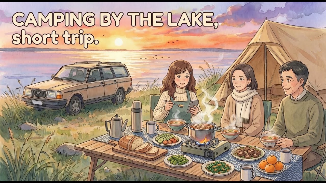 Family Lake Camping (Cozy & Peaceful) | Outdoor  Cooking Ambience | Warm Soup, Quiet Family Moments
