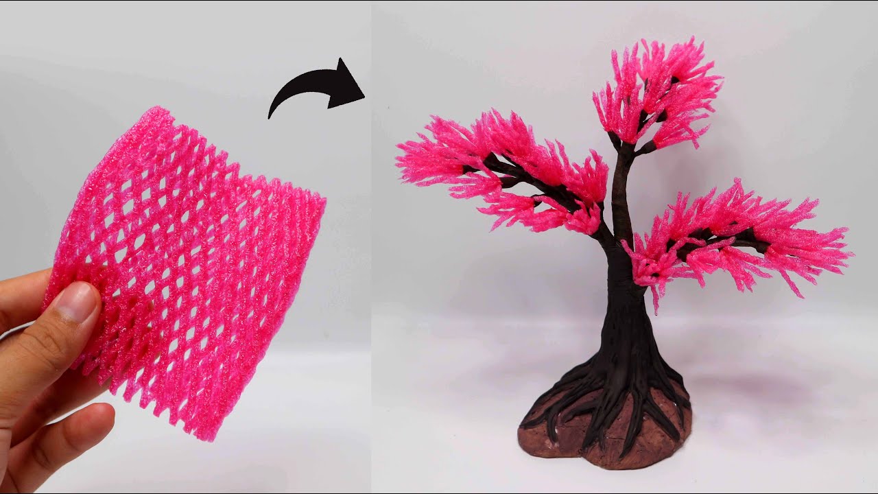 DIY Beautiful Bonsai with Fruit Net | Bondai Jaring Buah | Bonsai dari Sarung Buah Apel