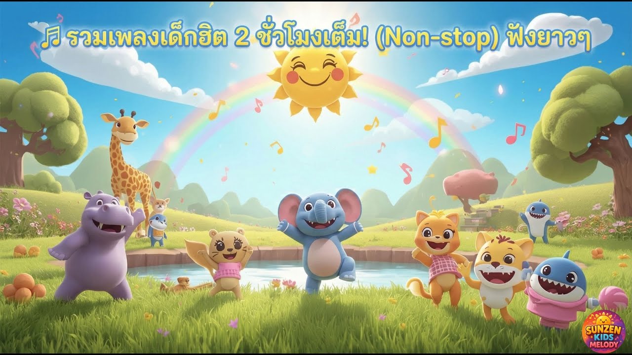 🎵 รวมเพลงเด็กฮิต 2 ชั่วโมงเต็ม! (Non-stop) ฟังยาวๆ ไม่มีโฆษณาคั่น | ฮิปโปเด้งดึ๋ง, ช้าง, แมวเหมียว