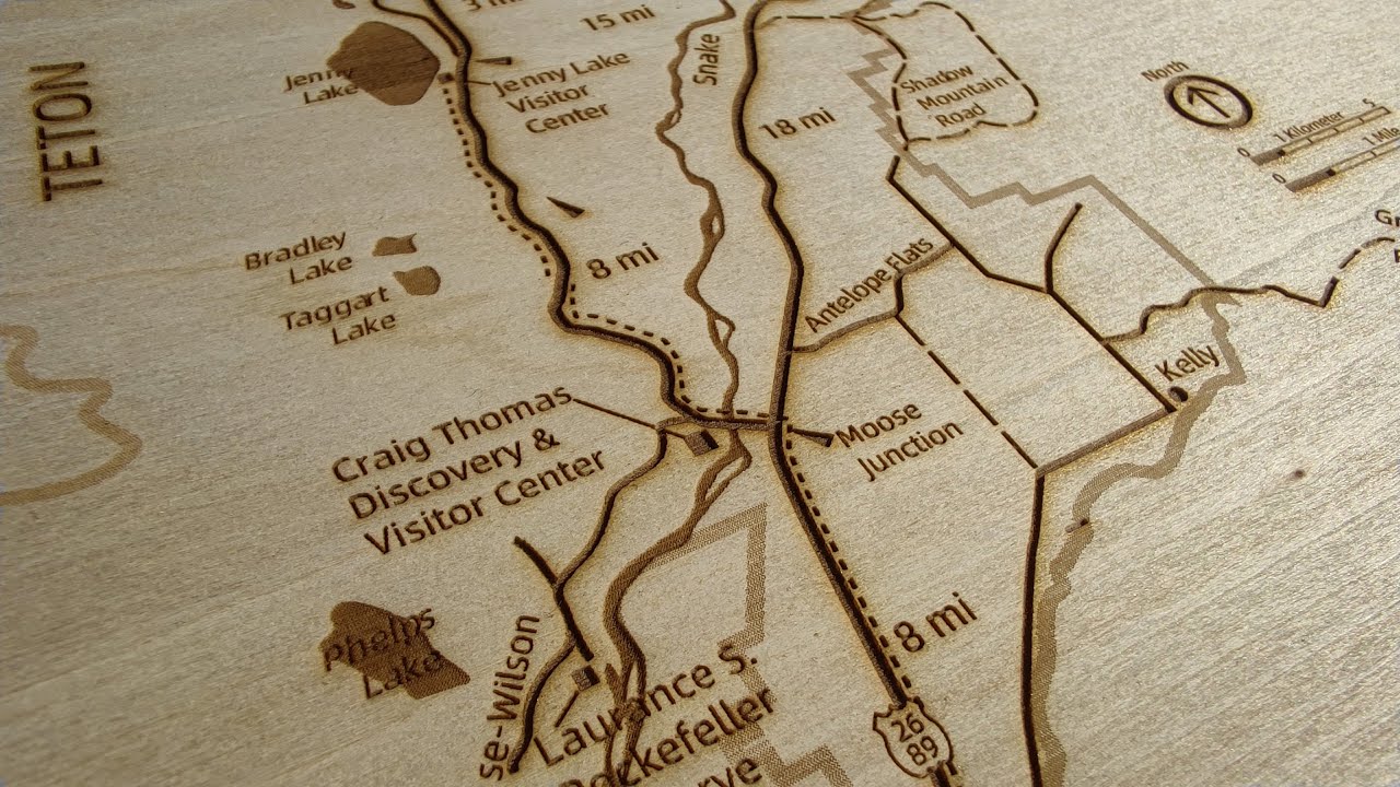 Engraving Maps by Eagle Print Driver || Grand Teton National Park || Co2 Laser Engraving Machine