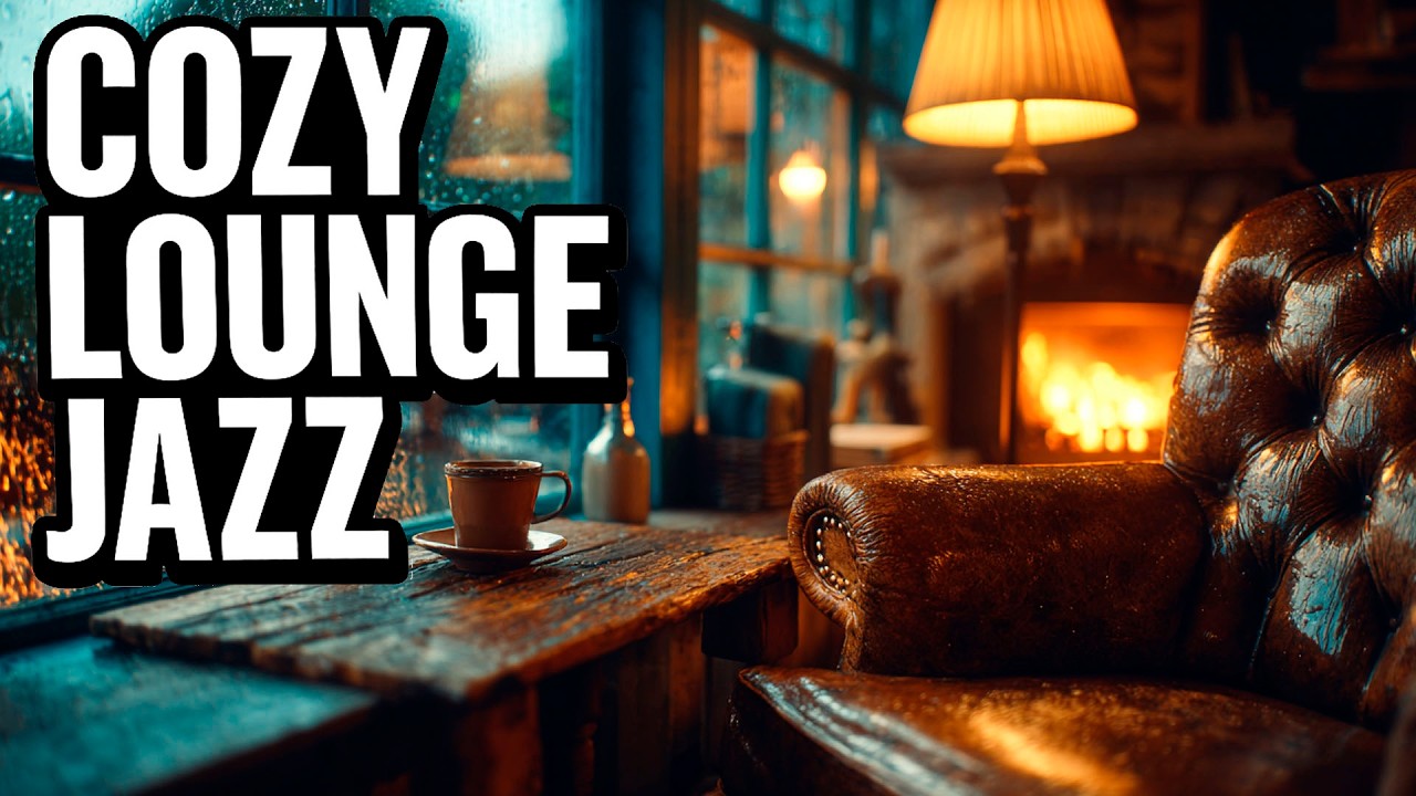 Cozy Lounge Jazz for Fireside Evenings 🔥🪑 Hearth Session • Leather Chair by Window Rain