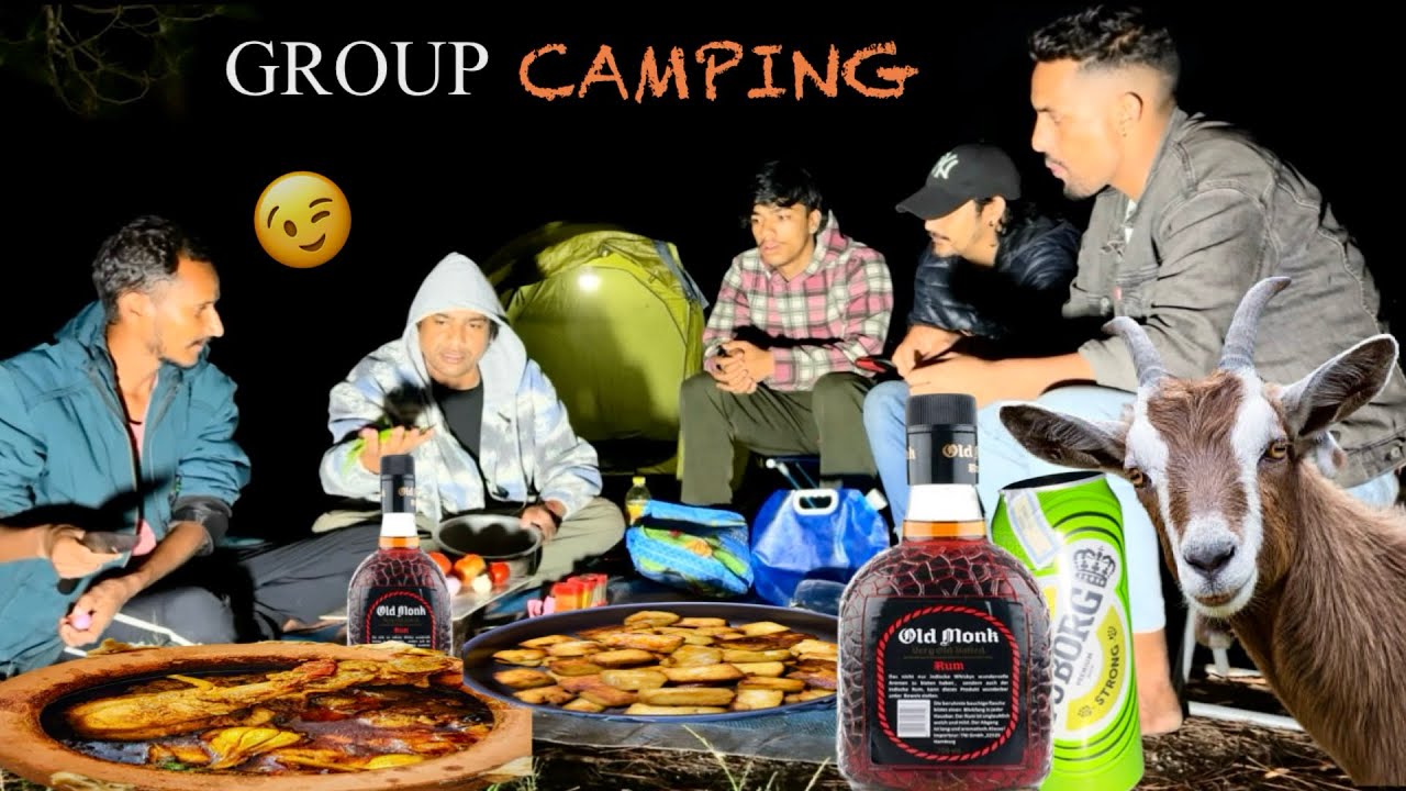 OVERNIGHT GROUP CAMPING 🤪 IN FOREST | ENJOY CAMPING ⛺️ COOKING WITH DRINKS 🍷|CAMPER LIFE 