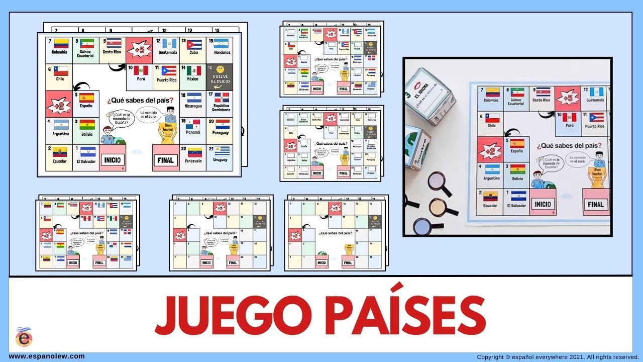 🌎JUEGO EN EQUIPO CON PAÍSES habla hispana o adaptable. HISPANIDAD. VUELTA AL COLE. Clase español