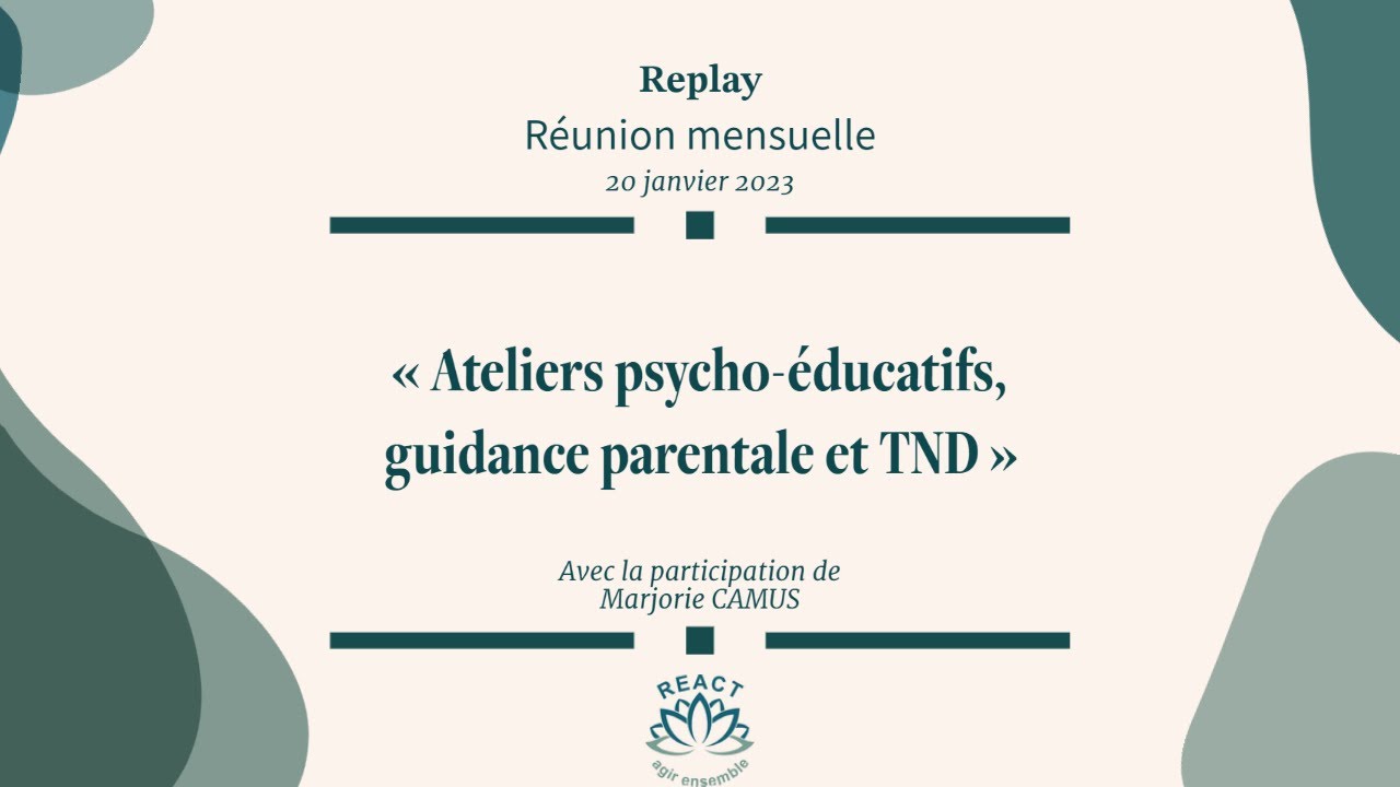 &laquo;&nbsp;Ateliers psycho-&eacute;ducatifs, guidance parentale et TND&nbsp;&raquo; - Marjorie CAMUS - 20 janvier 2023