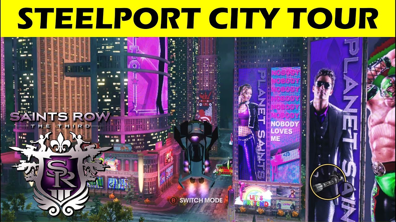 Steelport city tour by air (night) | Saints Row: The Third