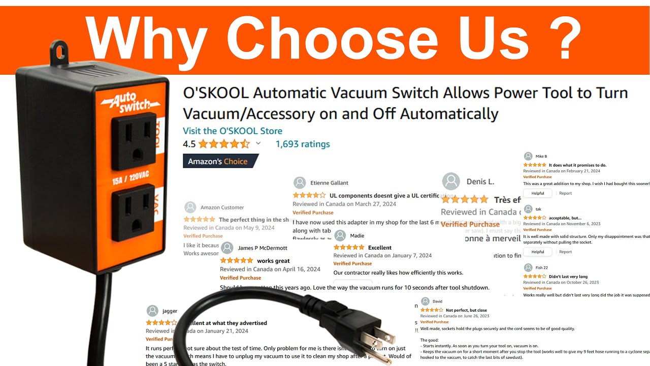 O'SKOOL Automatic Vacuum Switch Allows Power Tool to Turn Vacuum/Accessory on and Off Automatically
