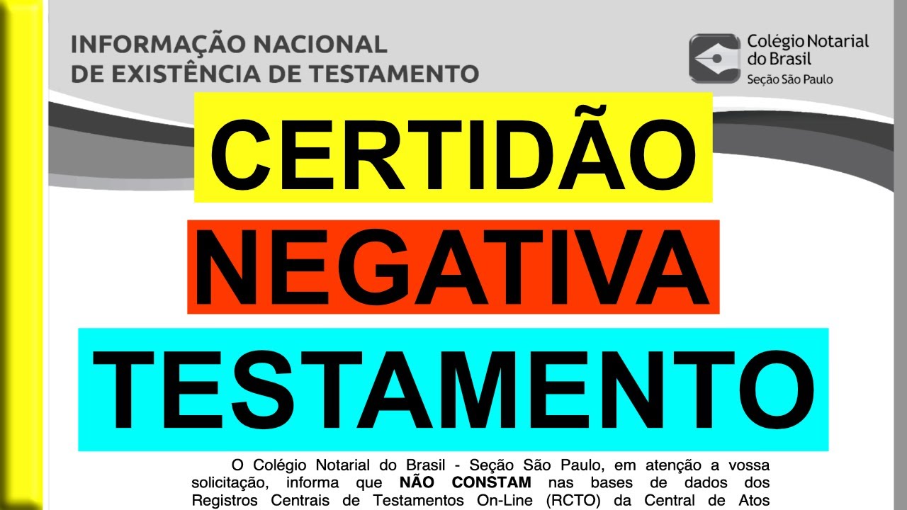COMO TIRAR A CERTID&Atilde;O NEGATIVA DE TESTAMENTO (ONLINE DE TODOS OS ESTADOS)