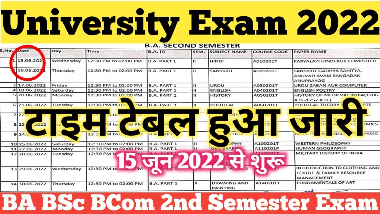😊CSJMU Exam time table 2022 | BA BSC BCOM Time Table Release | university Annual Exam 2022, Semester