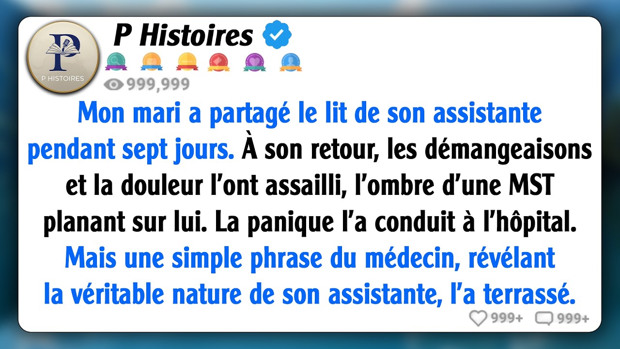 Mon mari a couché avec son assistante pendant 7 jours. Il s'est effondré quand le médecin a révélé..