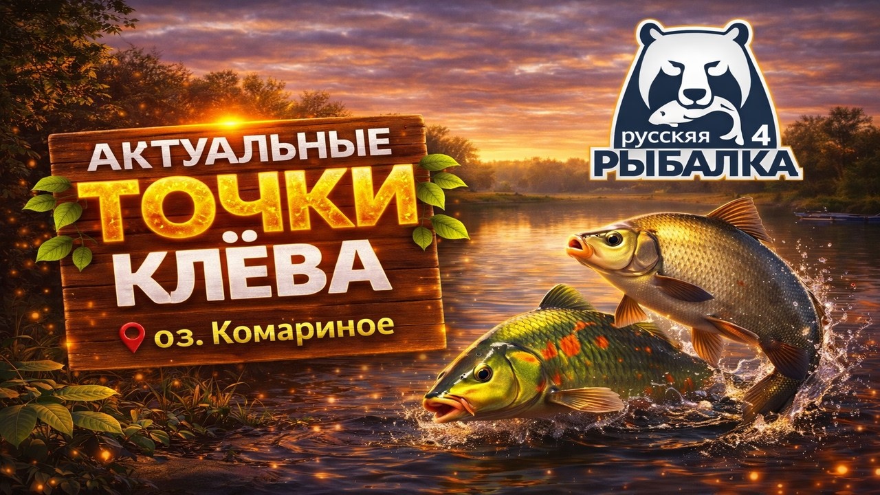 Актуальные точки клева на озере Комариное. Актуально на 24.03.2026. Русская рыбалка 4.