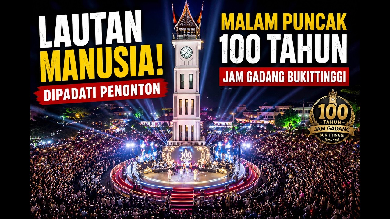 LAUTAN MANUSIA!!! Malam Puncak 100 Tahun Jam Gadang Bukittinggi Dipadati Penonton
