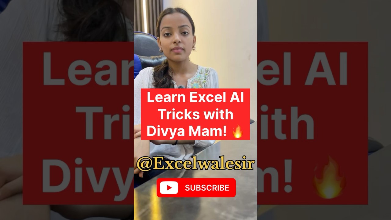 Learn Excel AI Tricks with Divya Ma&rsquo;am! 🔥🤖 | Boost Your Productivity! #excelwalesir #exceltraining