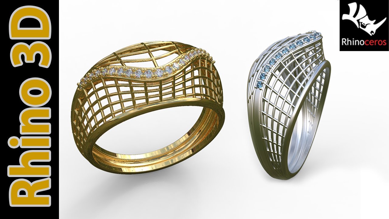 Rhino 3D Tutorial: Twisted Wire Gold Ring with Diamond & Gemstone Accents