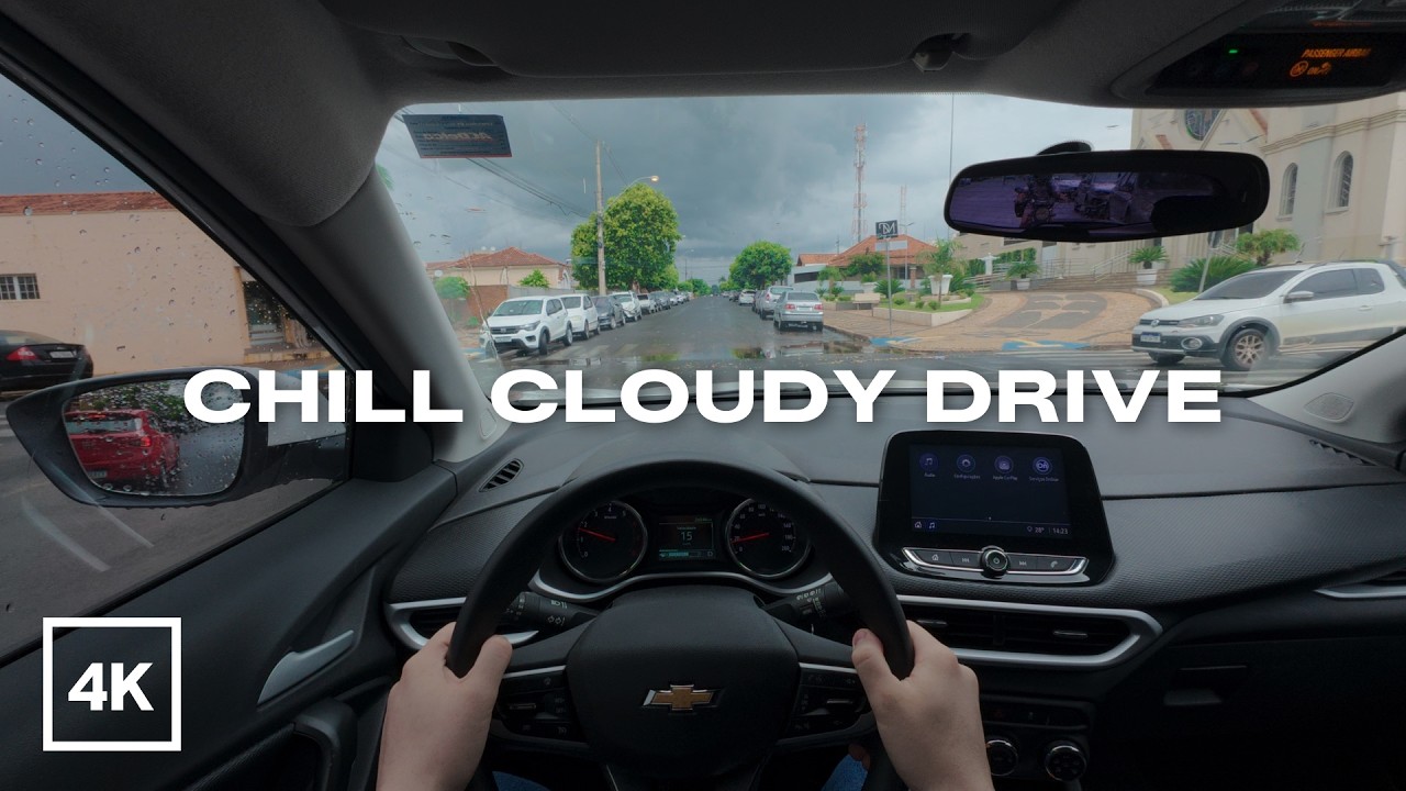 POV Drive Through a Cloudy Small Town | Relaxing City Drive (No Music)