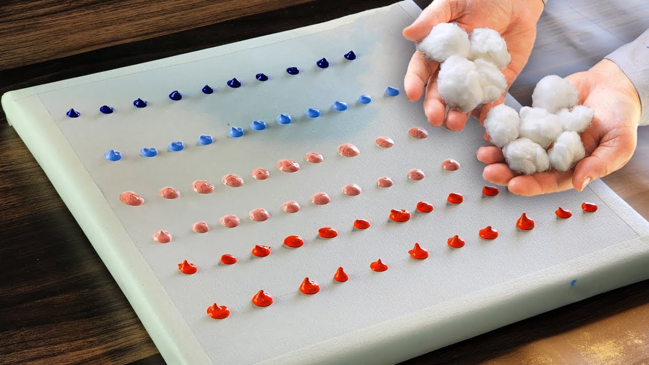 Cotton Ball Painting Technique for Beginners / Painting Dreamy Sky / Acrylic Painting